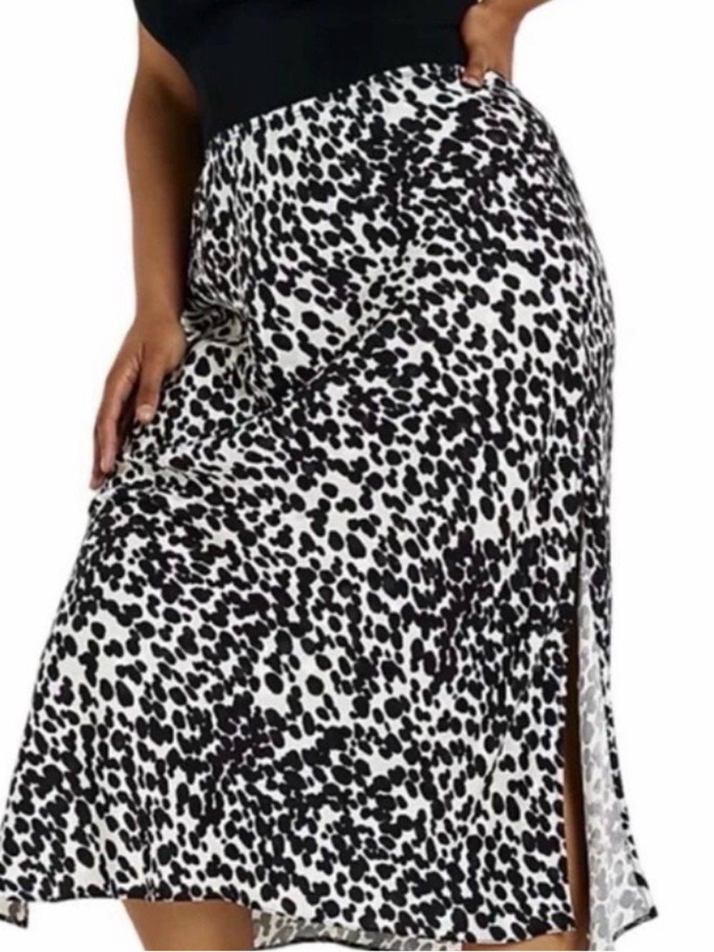 River Island Plus Black Animal Print Midi Skirt size 28